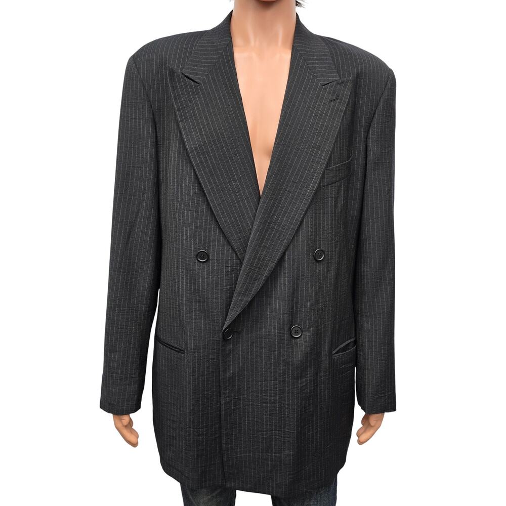 GIORGIO ARMANI Made in Italy Pinstripe Double Breasted Jacket Sz 42L Pure Wool - Picture 3 of 13